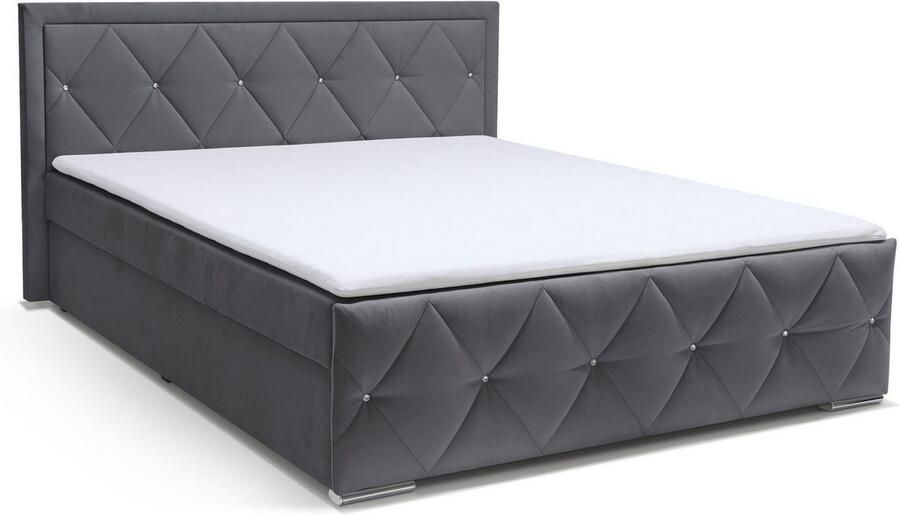 Leonique Boxspring Alfie bestseller! Inclusief bedlade & topper Optioneel met knoopstiksels of strassstenen H2 H3 en H4 verkrijgbaar - Foto 9