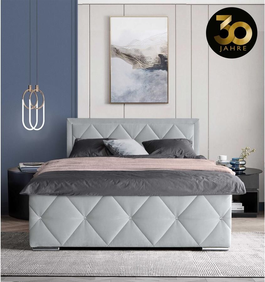 Leonique Boxspring Alfie bestseller! Inclusief bedlade & topper Optioneel met knoopstiksels of strassstenen H2 H3 en H4 verkrijgbaar - Foto 5