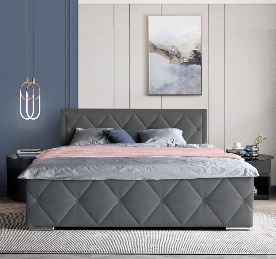 Leonique Boxspring Alfie bestseller! Inclusief bedlade & topper Optioneel met knoopstiksels of strassstenen H2 H3 en H4 verkrijgbaar - Foto 5