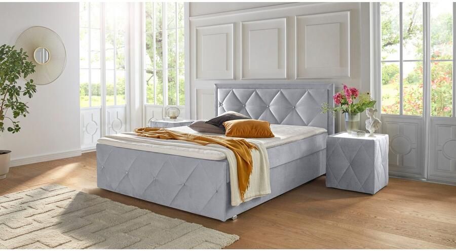 Leonique Boxspring Alfie bestseller! Inclusief bedlade & topper Optioneel met knoopstiksels of strassstenen H2 H3 en H4 verkrijgbaar - Foto 13