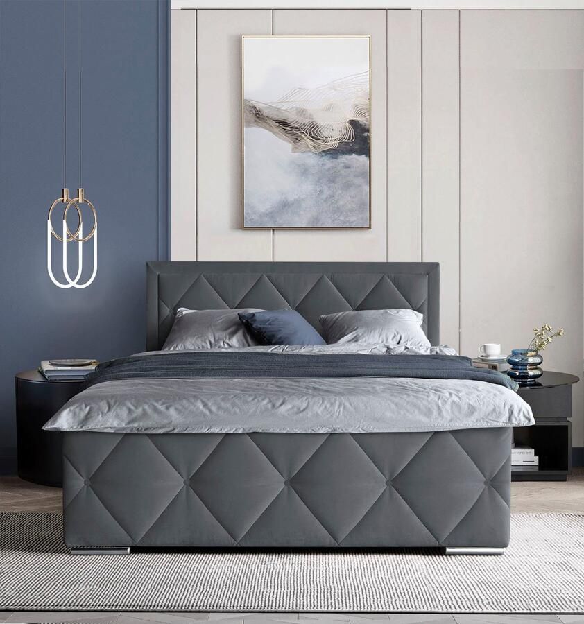 Leonique Boxspring Alfie bestseller! Inclusief bedlade & topper Optioneel met knoopstiksels of strassstenen H2 H3 en H4 verkrijgbaar - Foto 3