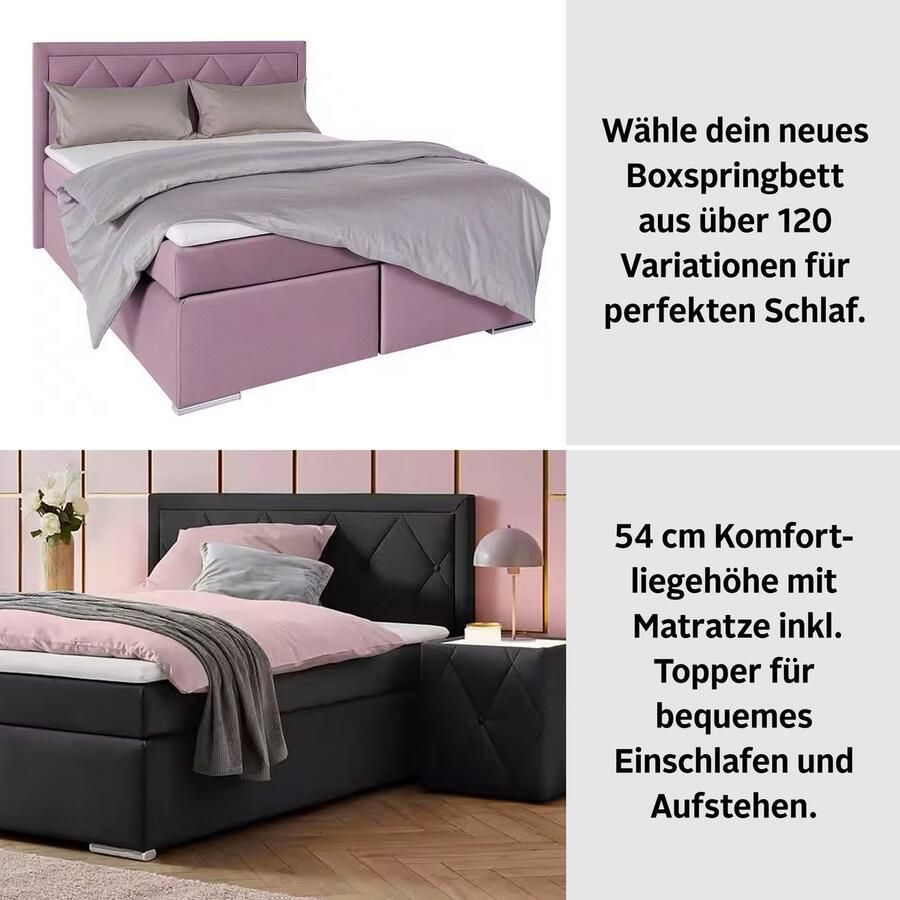 Leonique Boxspring Alfie bestseller optioneel met bedlade met capitonnage in het hoofdbord h2 h3 en h4 ter keuze