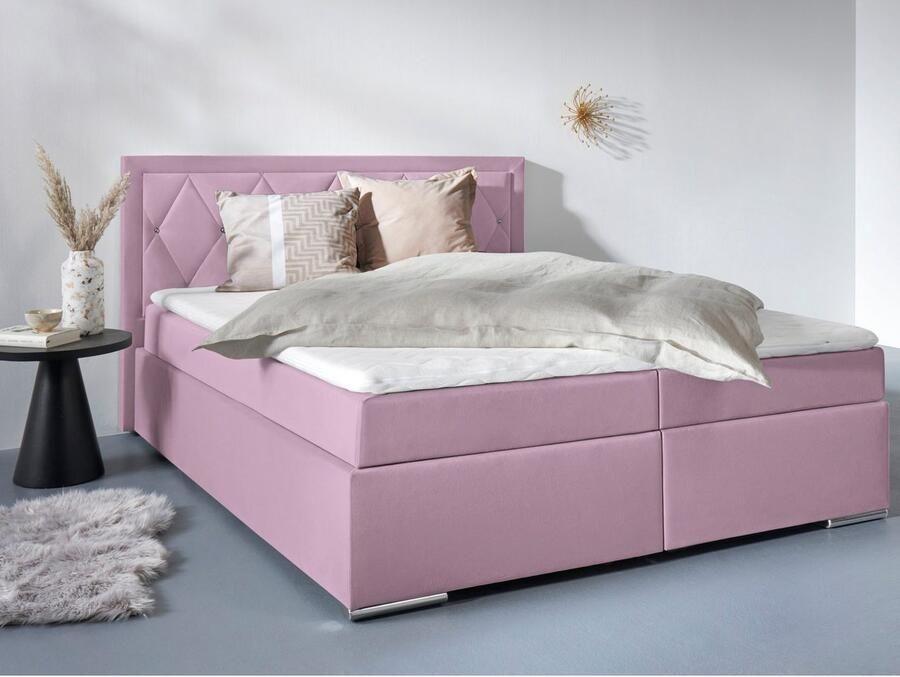 Leonique Boxspring Alfie bestseller optioneel met bedlade met strassteentjes in het hoofdbord h2 h3 en h4 ter keuze - Foto 2