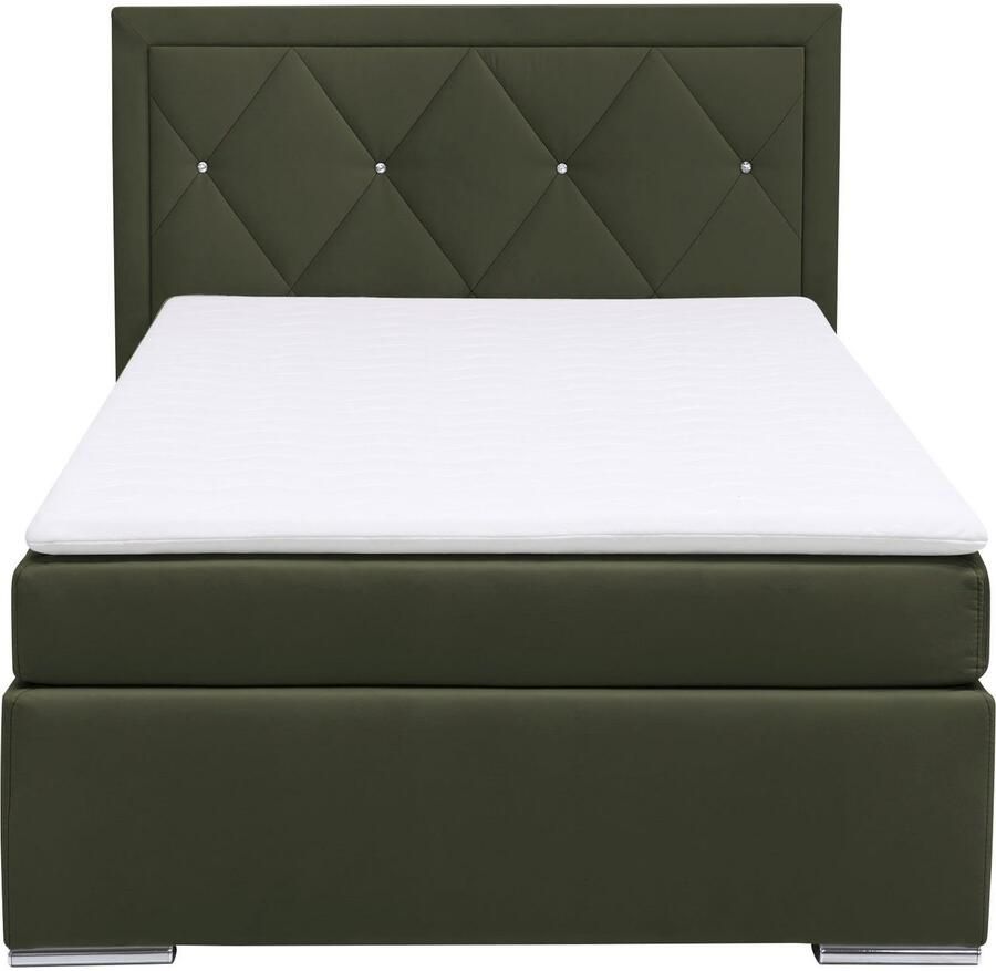 Leonique Boxspring Alfie bestseller optioneel met bedlade met strassteentjes in het hoofdbord h2 h3 en h4 ter keuze