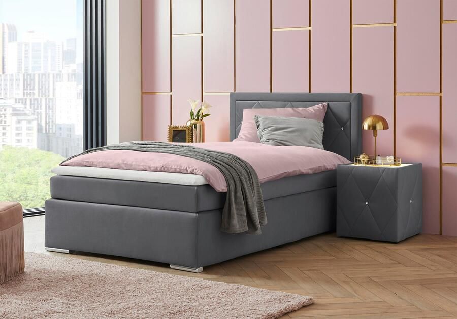 Leonique Boxspring Alfie bestseller optioneel met bedlade met strassteentjes in het hoofdbord h2 h3 en h4 ter keuze - Foto 2