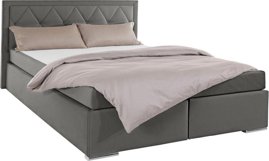 Leonique Boxspring Alfie bestseller optioneel met bedlade met strassteentjes in het hoofdbord h2 h3 en h4 ter keuze - Foto 5