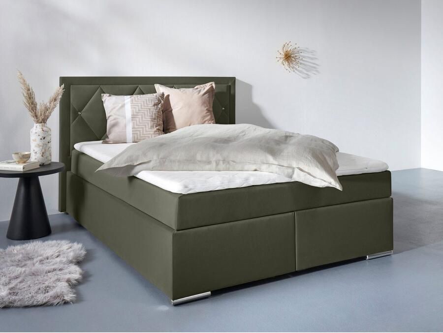 Leonique Boxspring Alfie bestseller optioneel met bedlade met strassteentjes in het hoofdbord h2 h3 en h4 ter keuze - Foto 2