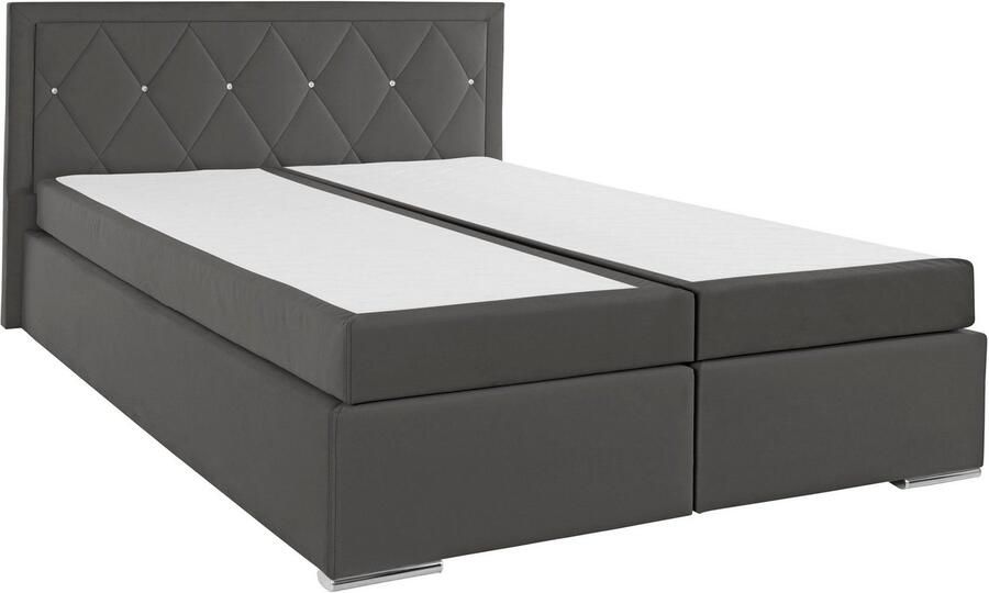 Leonique Boxspring Alfie bestseller optioneel met bedlade met strassteentjes in het hoofdbord h2 h3 en h4 ter keuze