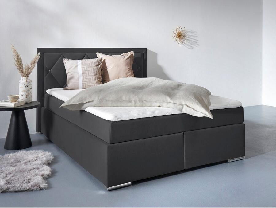 Leonique Boxspring Alfie bestseller optioneel met bedlade met strassteentjes in het hoofdbord h2 h3 en h4 ter keuze - Foto 2