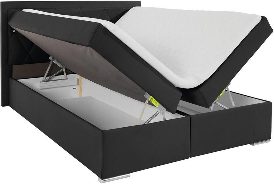 Leonique Boxspring Alfie bestseller optioneel met bedlade met strassteentjes in het hoofdbord h2 h3 en h4 ter keuze - Foto 4