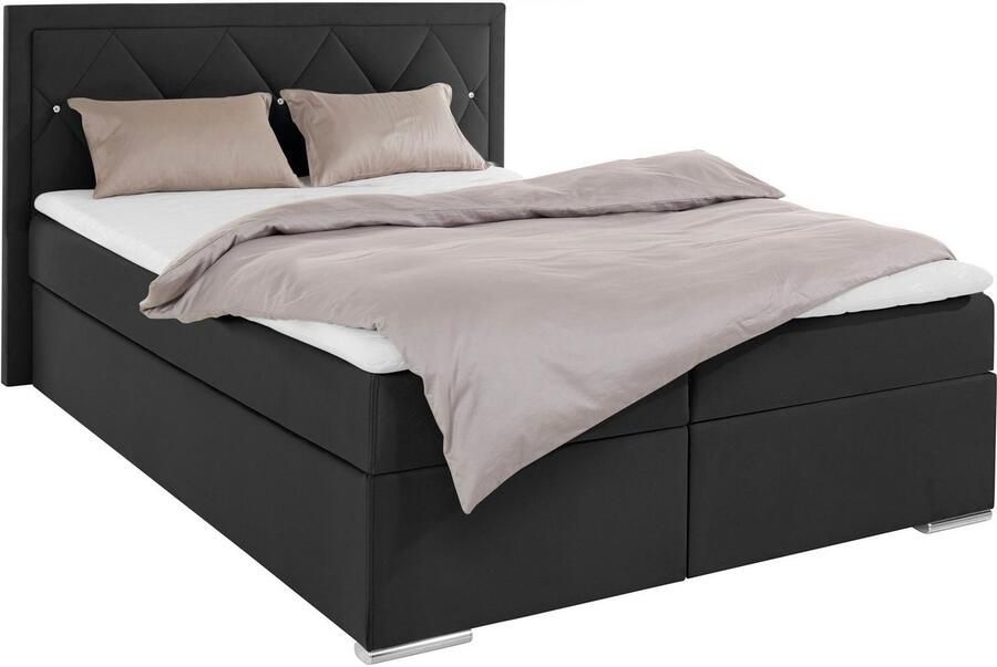 Leonique Boxspring Alfie bestseller optioneel met bedlade met strassteentjes in het hoofdbord h2 h3 en h4 ter keuze - Foto 5