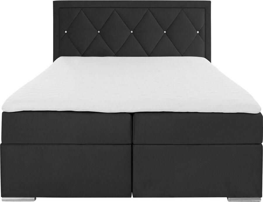 Leonique Boxspring Alfie bestseller optioneel met bedlade met strassteentjes in het hoofdbord h2 h3 en h4 ter keuze - Foto 2