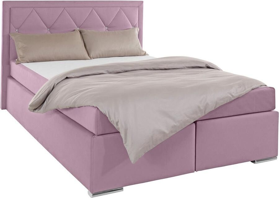 Leonique Boxspring Alfie bestseller optioneel met bedlade met strassteentjes in het hoofdbord h2 h3 en h4 ter keuze - Foto 4