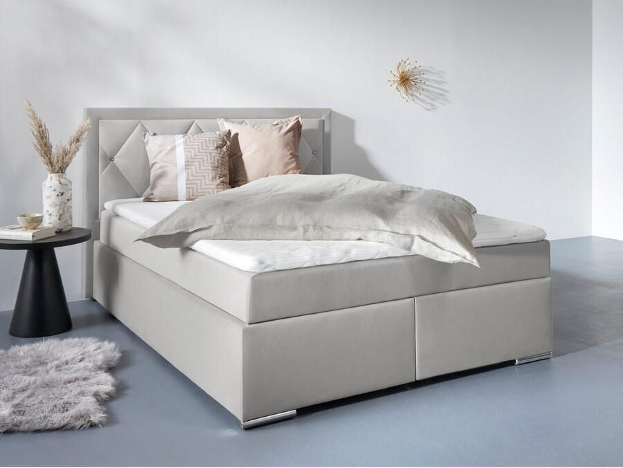 Leonique Boxspring Alfie bestseller optioneel met bedlade met strassteentjes in het hoofdbord h2 h3 en h4 ter keuze - Foto 2