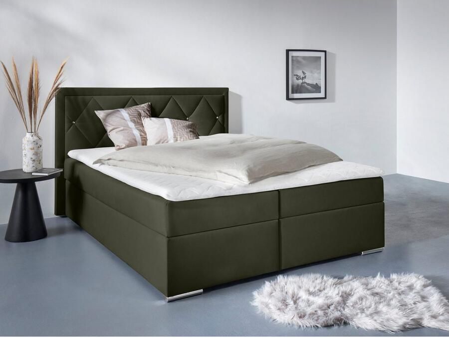 Leonique Boxspring Alfie bestseller optioneel met bedlade met strassteentjes in het hoofdbord h2 h3 en h4 ter keuze - Foto 2