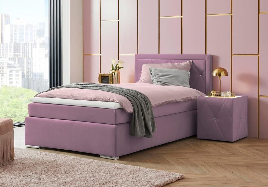 Leonique Boxspring Alfie bestseller optioneel met bedlade met strassteentjes in het hoofdbord h2 h3 en h4 ter keuze - Foto 9