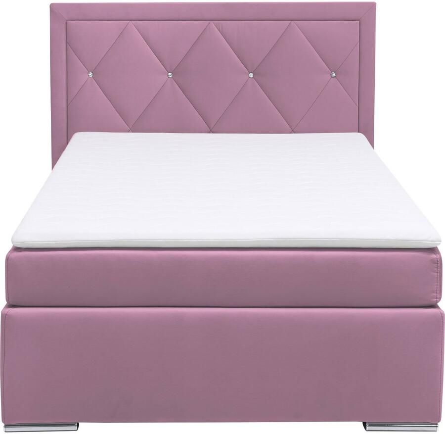 Leonique Boxspring Alfie bestseller optioneel met bedlade met strassteentjes in het hoofdbord h2 h3 en h4 ter keuze