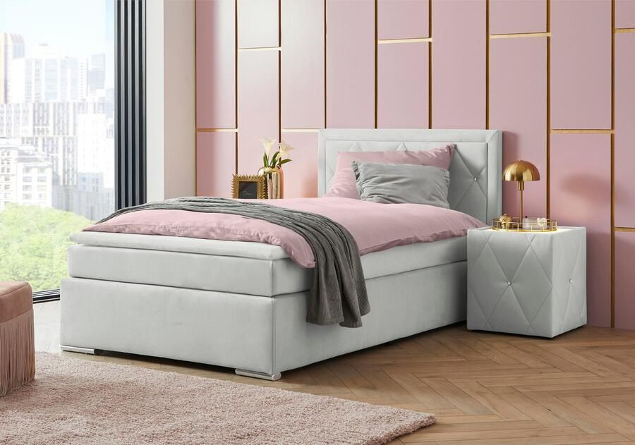 Leonique Boxspring Alfie bestseller optioneel met bedlade met strassteentjes in het hoofdbord h2 h3 en h4 ter keuze - Foto 2