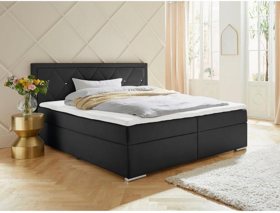 Leonique Boxspring Alfie bestseller optioneel met bedlade met strassteentjes in het hoofdbord h2 h3 en h4 ter keuze - Foto 2