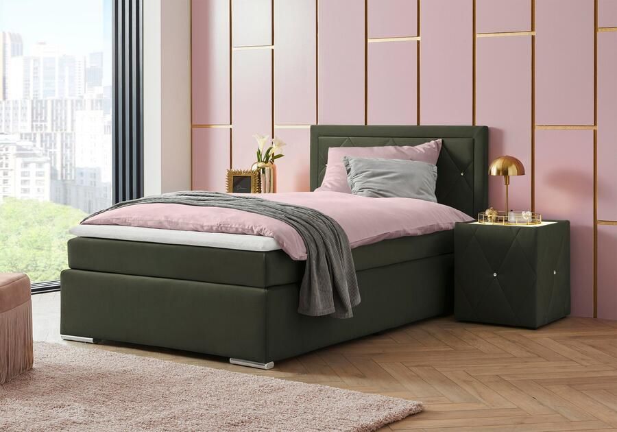 Leonique Boxspring Alfie bestseller optioneel met bedlade met strassteentjes in het hoofdbord h2 h3 en h4 ter keuze - Foto 8