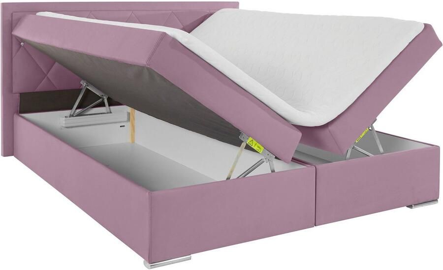 Leonique Boxspring Alfie bestseller optioneel met bedlade met strassteentjes in het hoofdbord h2 h3 en h4 ter keuze - Foto 8
