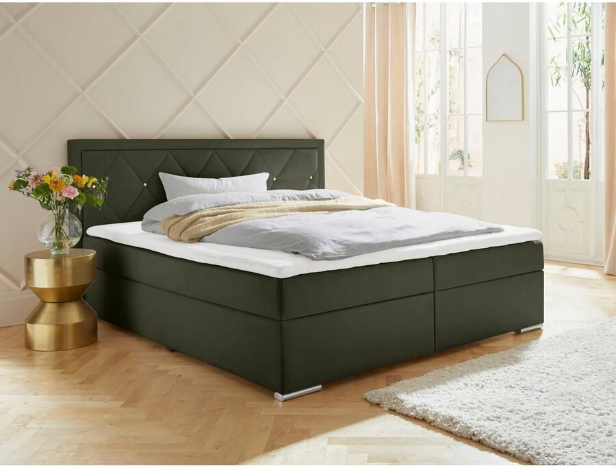 Leonique Boxspring Alfie bestseller optioneel met bedlade met strassteentjes in het hoofdbord h2 h3 en h4 ter keuze - Foto 2