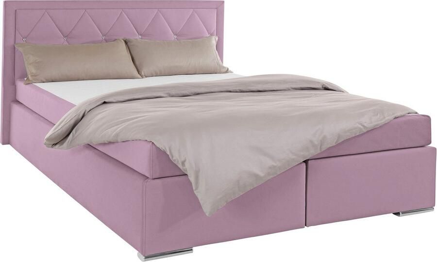 Leonique Boxspring Alfie bestseller optioneel met bedlade met strassteentjes in het hoofdbord h2 h3 en h4 ter keuze - Foto 5