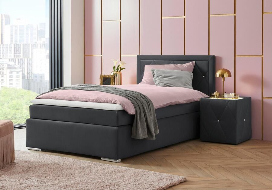 Leonique Boxspring Alfie bestseller optioneel met bedlade met strassteentjes in het hoofdbord h2 h3 en h4 ter keuze - Foto 9