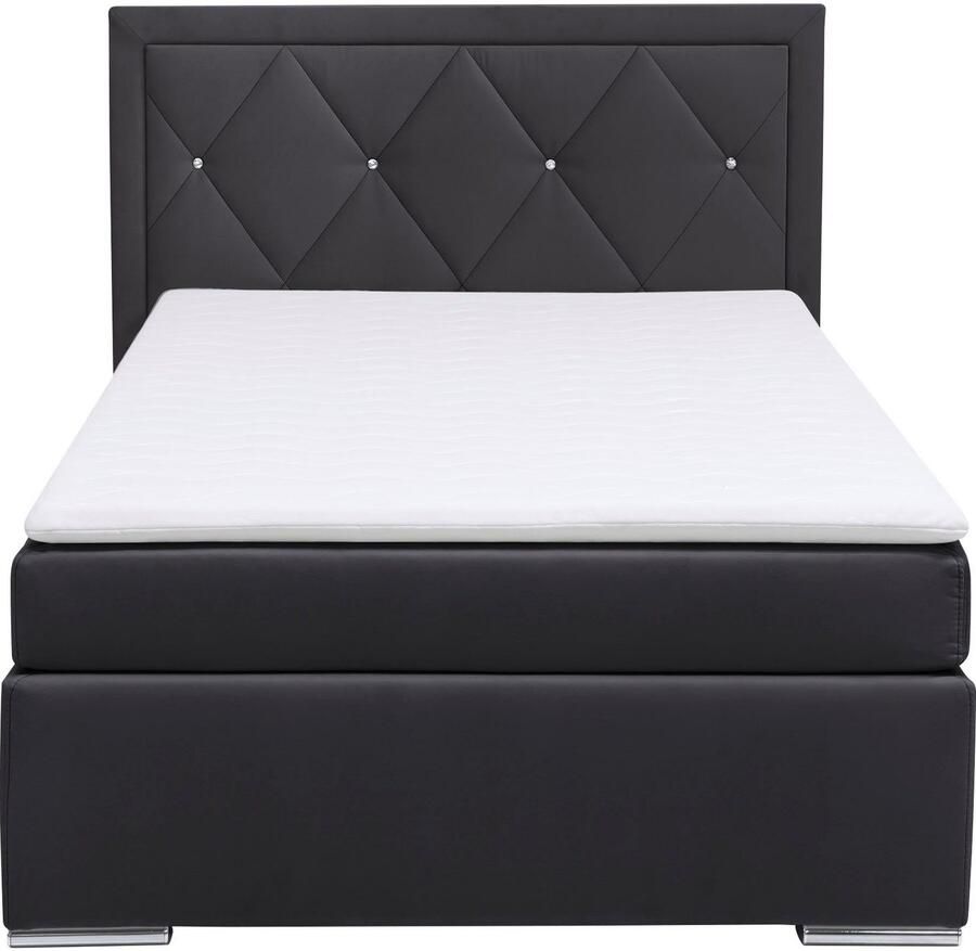 Leonique Boxspring Alfie bestseller optioneel met bedlade met strassteentjes in het hoofdbord h2 h3 en h4 ter keuze