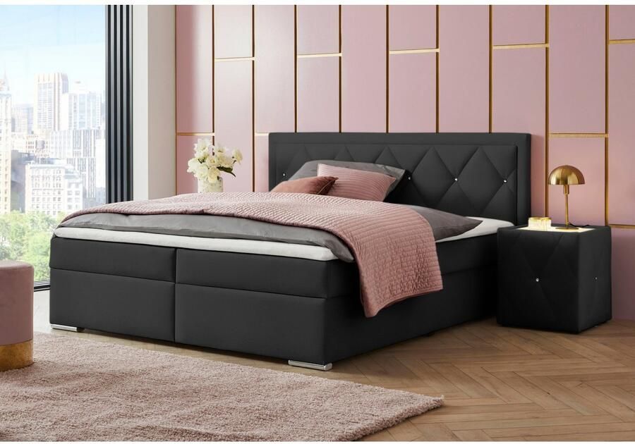 Leonique Boxspring Alfie bestseller optioneel met bedlade met strassteentjes in het hoofdbord h2 h3 en h4 ter keuze - Foto 3