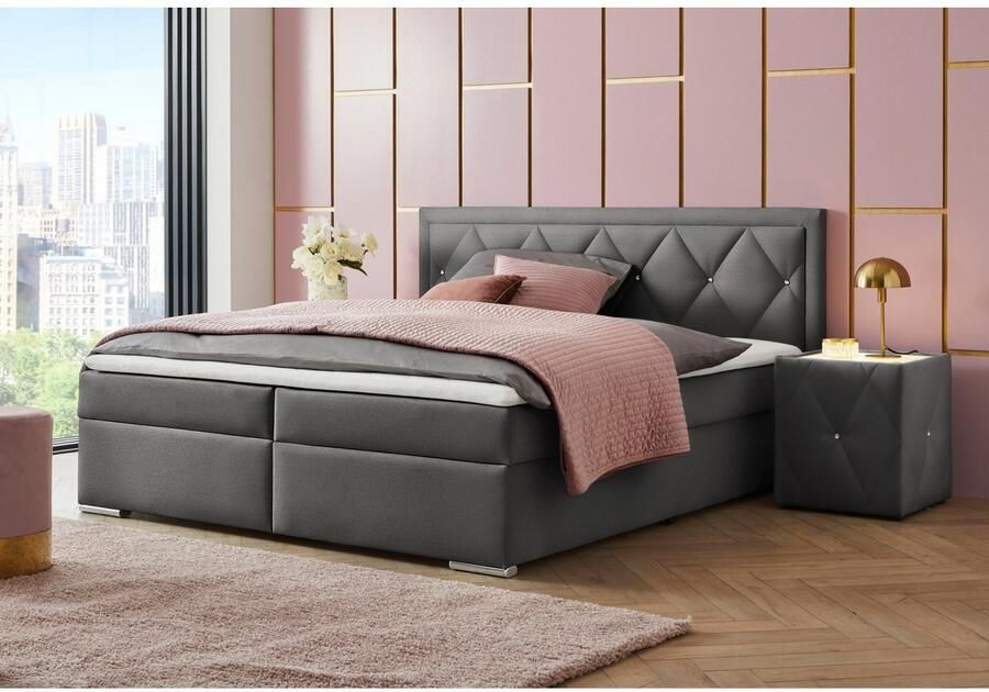 Leonique Boxspring Alfie bestseller optioneel met bedlade met strassteentjes in het hoofdbord h2 h3 en h4 ter keuze - Foto 3
