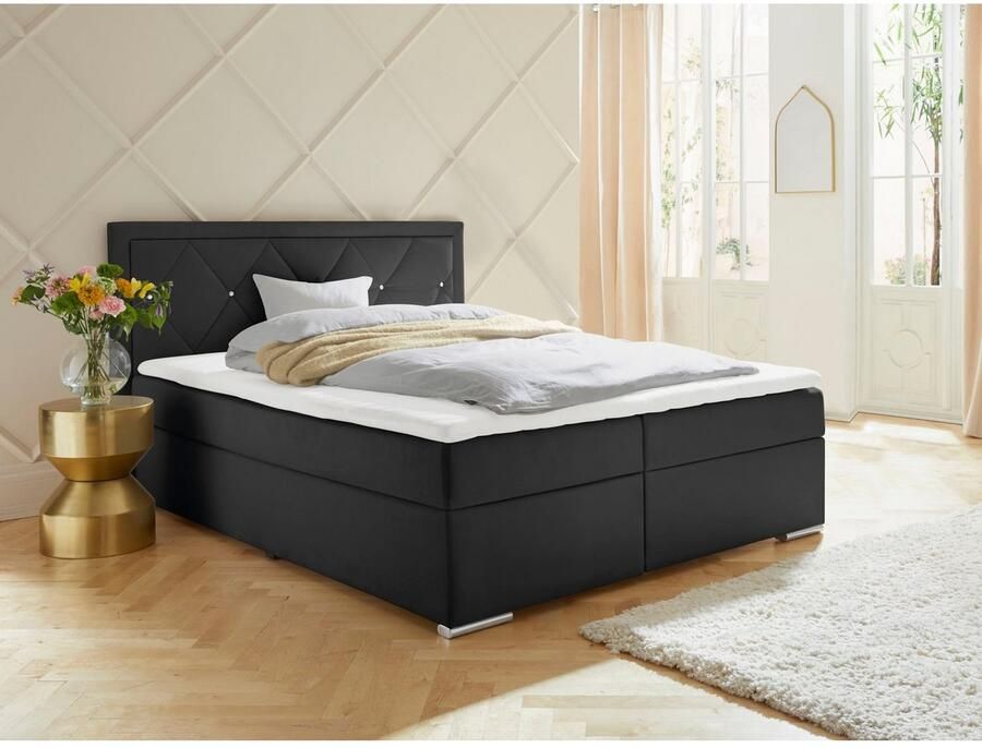 Leonique Boxspring Alfie bestseller optioneel met bedlade met strassteentjes in het hoofdbord h2 h3 en h4 ter keuze - Foto 3