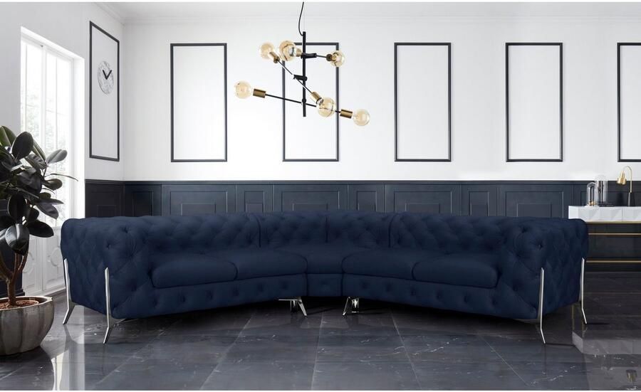 Leonique Chesterfield-bank Amaury L-vorm Chesterfield-look bxd elk 262 cm kleur van de poten ter keuze