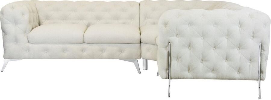 Leonique Chesterfield-bank Amaury L-vorm Chesterfield-look bxd elk 262 cm kleur van de poten ter keuze - Foto 5