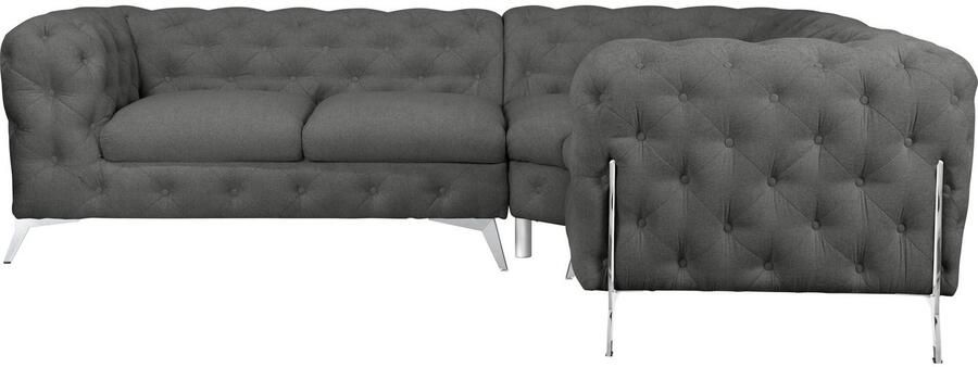 Leonique Chesterfield-bank Amaury L-vorm Chesterfield-look bxd elk 262 cm kleur van de poten ter keuze - Foto 6