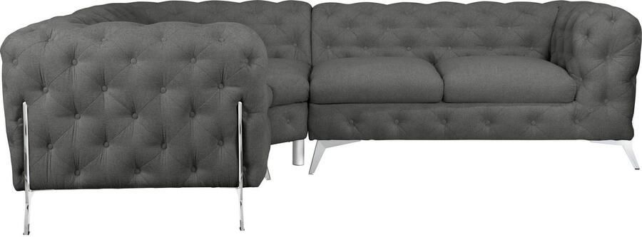 Leonique Chesterfield-bank Amaury L-vorm Chesterfield-look bxd elk 262 cm kleur van de poten ter keuze - Foto 7