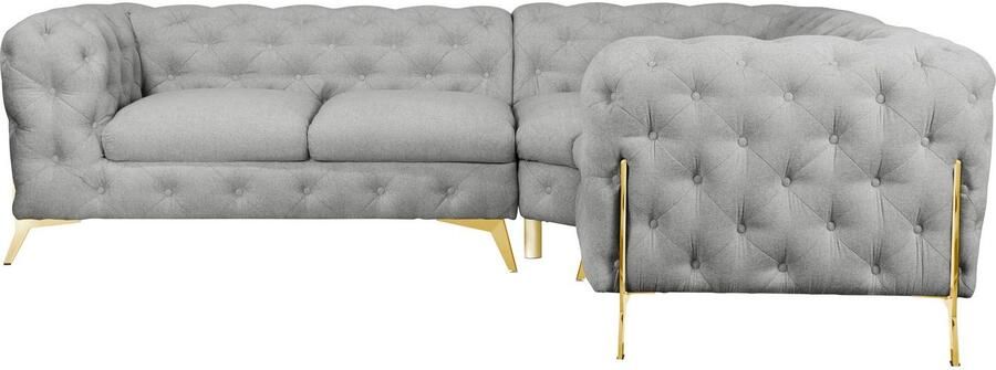 Leonique Chesterfield-bank Amaury L-vorm Chesterfield-look bxd elk 262 cm kleur van de poten ter keuze - Foto 5