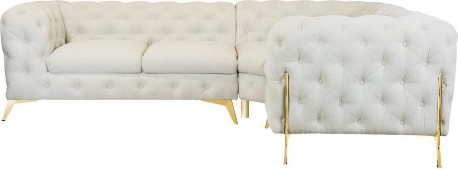 Leonique Chesterfield-bank Amaury L-vorm Chesterfield-look bxd elk 262 cm kleur van de poten ter keuze - Foto 5