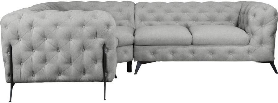 Leonique Chesterfield-bank Amaury L-vorm Chesterfield-look bxd elk 262 cm kleur van de poten ter keuze - Foto 5