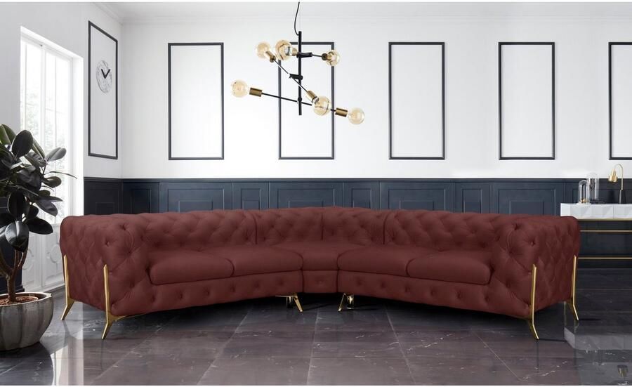 Leonique Chesterfield-bank Amaury L-vorm Chesterfield-look bxd elk 262 cm kleur van de poten ter keuze