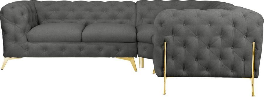 Leonique Chesterfield-bank Amaury L-vorm Chesterfield-look bxd elk 262 cm kleur van de poten ter keuze - Foto 6