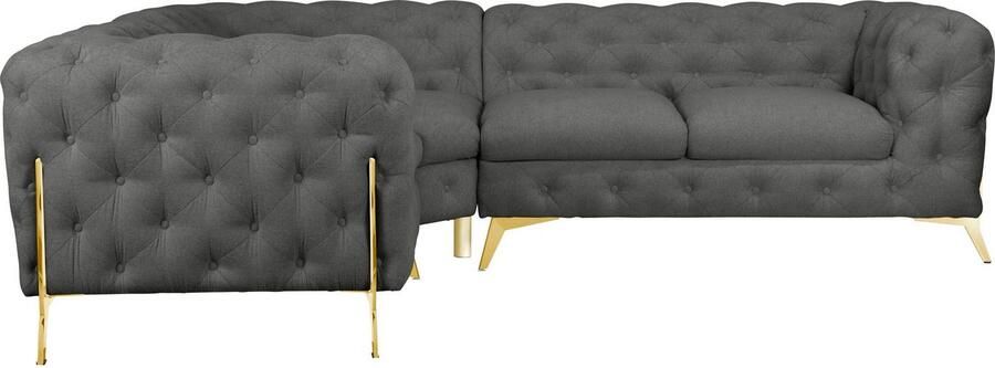 Leonique Chesterfield-bank Amaury L-vorm Chesterfield-look bxd elk 262 cm kleur van de poten ter keuze - Foto 7