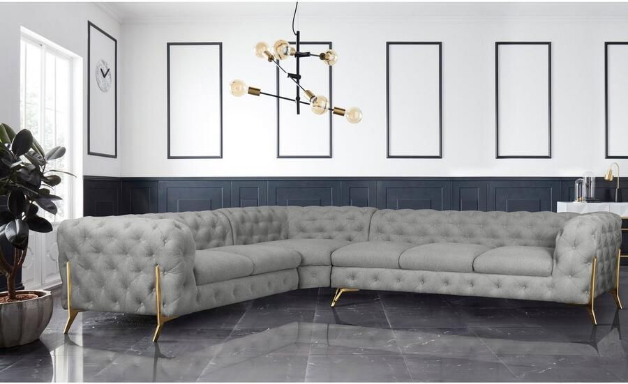 Home affaire Chesterfield-bank Amaury L-vorm grote hoekbank chesterfield-look breedte 323 cm kleur van de poten ter keuze - Foto 2