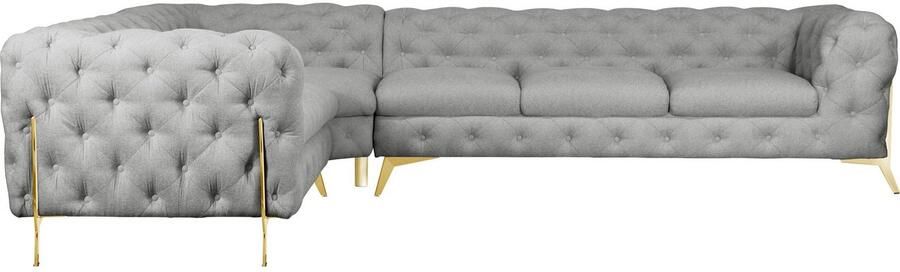Home affaire Chesterfield-bank Amaury L-vorm grote hoekbank chesterfield-look breedte 323 cm kleur van de poten ter keuze - Foto 5
