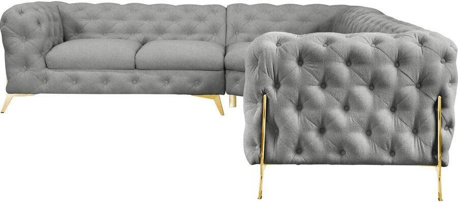 Leonique Chesterfield-bank Amaury L-vorm grote hoekbank chesterfield-look breedte 323 cm kleur van de poten ter keuze - Foto 3