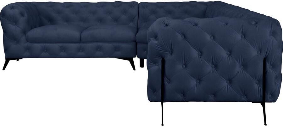 Leonique Chesterfield-bank Amaury L-vorm grote hoekbank chesterfield-look breedte 323 cm kleur van de poten ter keuze - Foto 4