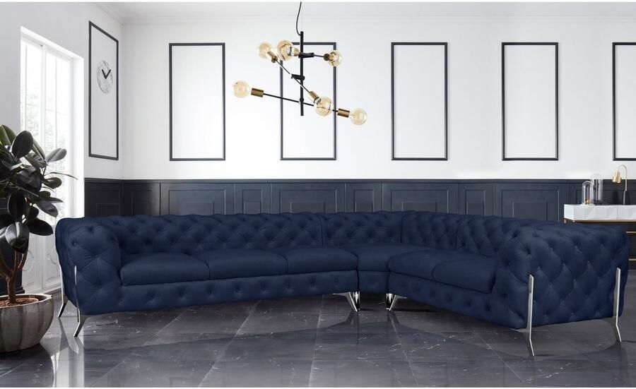 Leonique Chesterfield-bank Amaury L-vorm grote hoekbank chesterfield-look breedte 323 cm kleur van de poten ter keuze