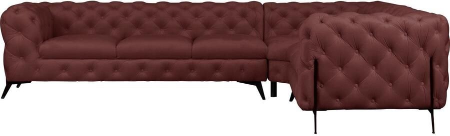 Leonique Chesterfield-bank Amaury L-vorm grote hoekbank chesterfield-look breedte 323 cm kleur van de poten ter keuze - Foto 6