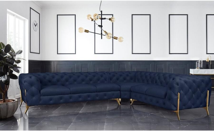 Leonique Chesterfield-bank Amaury L-vorm grote hoekbank chesterfield-look breedte 323 cm kleur van de poten ter keuze