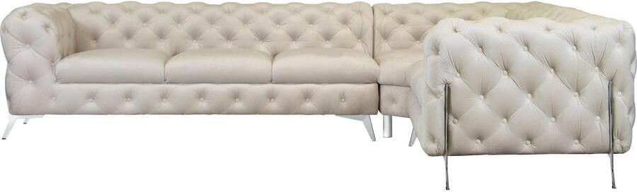 Leonique Chesterfield-bank Amaury L-vorm grote hoekbank chesterfield-look breedte 323 cm kleur van de poten ter keuze - Foto 7